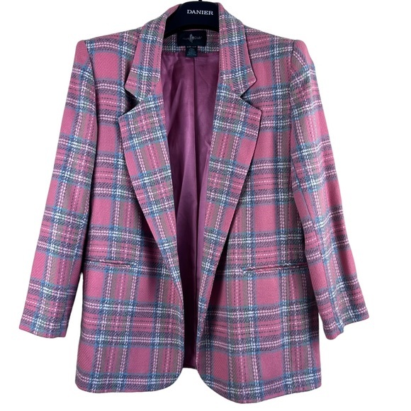 Vintage Jackets & Blazers - Vintage wool blend plaid‎ blazer riding jacket size 12P